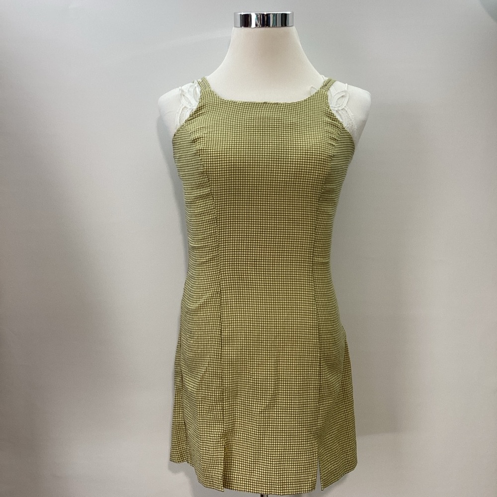 Vintage Sarah Richards Yellow Plaid Halter Sheath Mini Dress Size 5